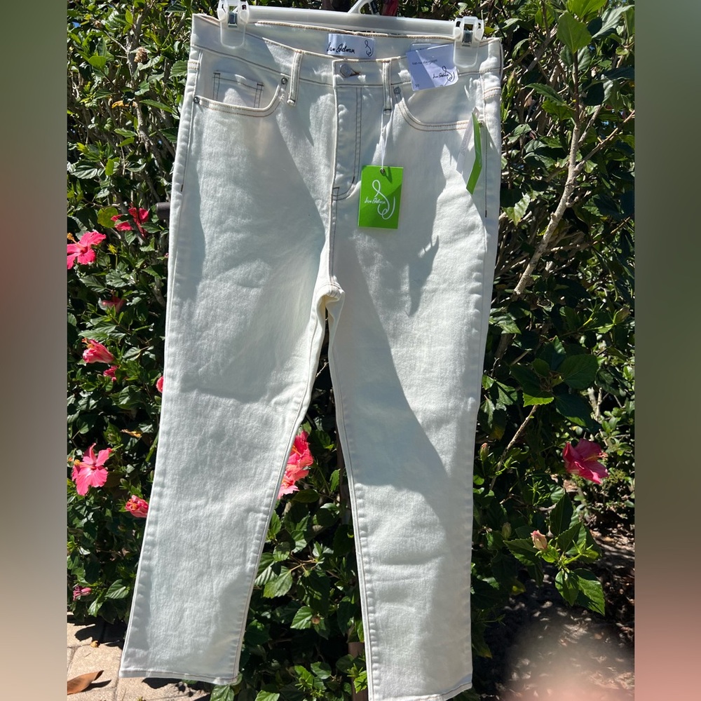 Sam Edelman Womens High Rise Slim Straight jeans natural cream Sz 30 NEW